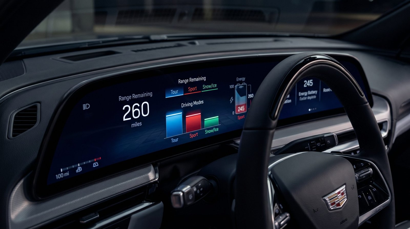 do the driving modes in cadillac lyriq offer different ranges or battery usages?